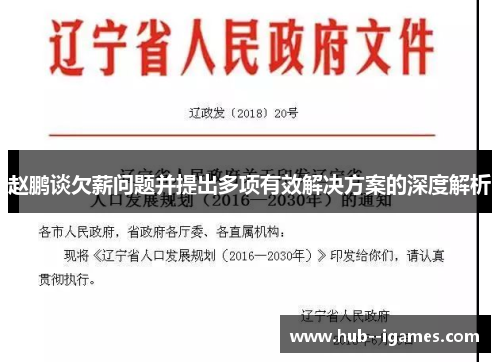 赵鹏谈欠薪问题并提出多项有效解决方案的深度解析 赵鹏谈欠薪问题并提出多项有效解决方案的深度解析